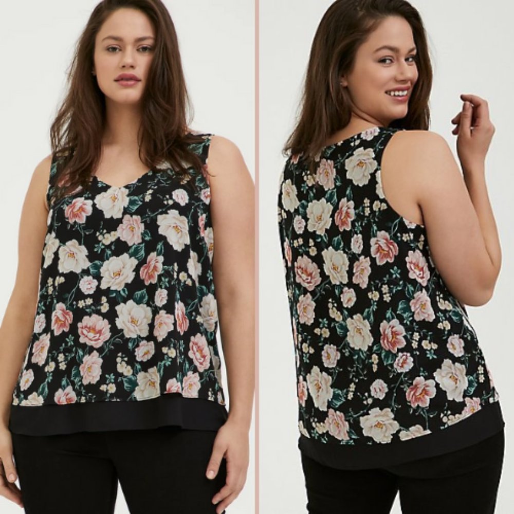 NWT Torrid Floral Chiffon Double Layer Tank | 1X - Picture 1 of 6